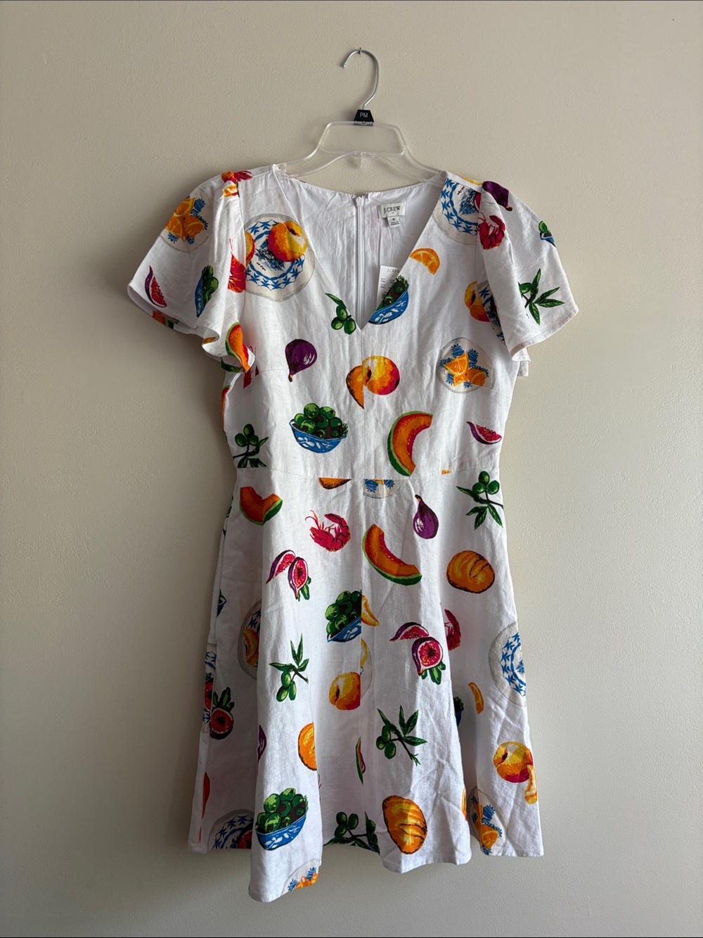 J. Crew White Mini Summer Fruit Dress